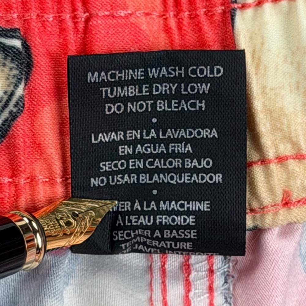 Lost Board Shorts‎ Mens Medium Red Polyester Cotton Skull Ace of Spades Graphic - Picture 5 of 10